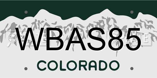 WBAS85 Colorado License Plate