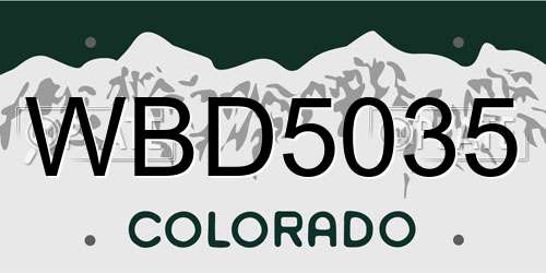 WBD5035 Colorado License Plate