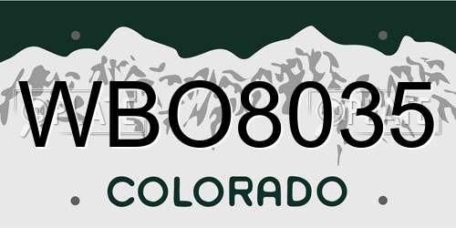 WBO8035 Colorado License Plate