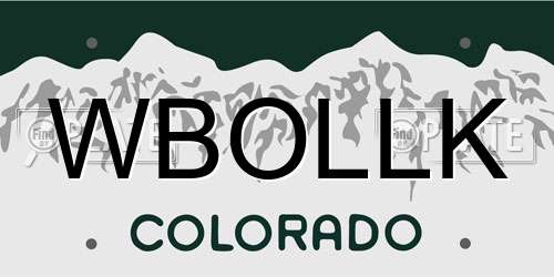WBOLLK Colorado License Plate