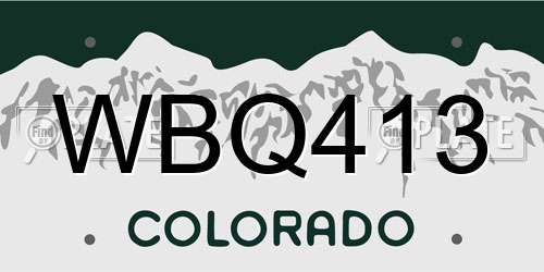 WBQ413 Colorado License Plate