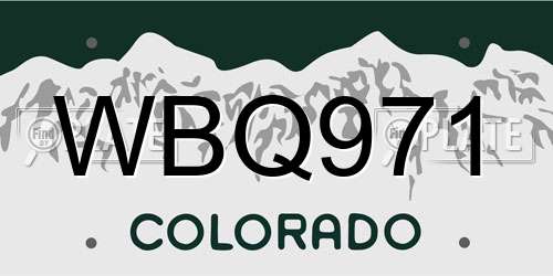 WBQ971 Colorado License Plate