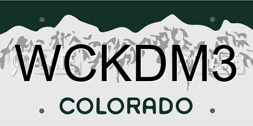 WCKDM3 Colorado License Plate