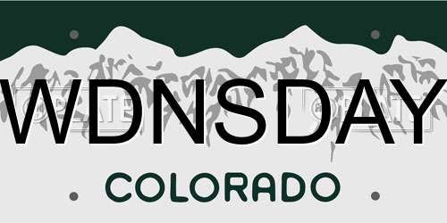 WDNSDAY Colorado License Plate