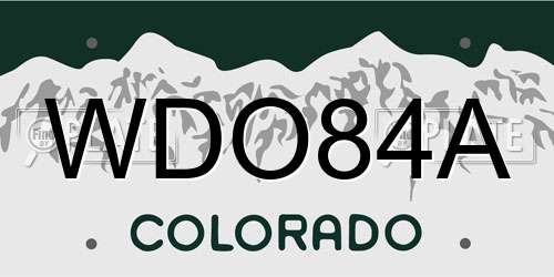 WDO84A Colorado License Plate