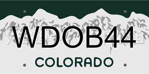 WDOB44 Colorado License Plate