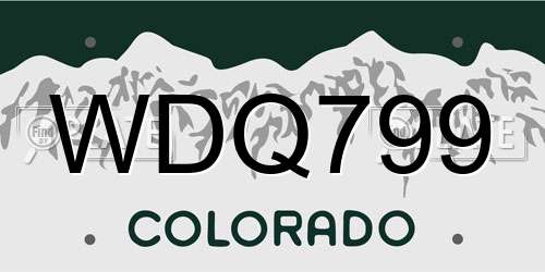 WDQ799 Colorado License Plate