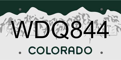 WDQ844 Colorado License Plate