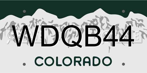 WDQB44 Colorado License Plate