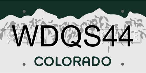WDQS44 Colorado License Plate