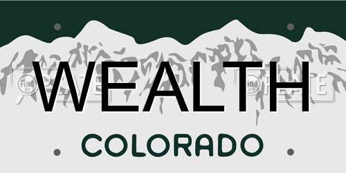 WEALTH Colorado License Plate