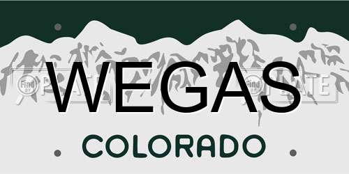 WEGAS Colorado License Plate
