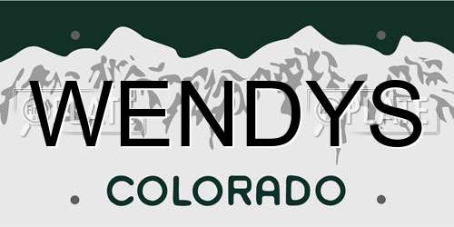 WENDYS Colorado License Plate