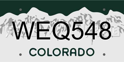 WEQ548 Colorado License Plate
