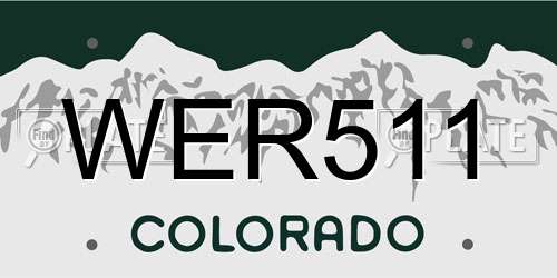 WER511 Colorado License Plate