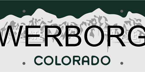 WERBORG Colorado License Plate
