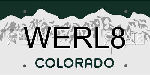 WERL8 Colorado License Plate