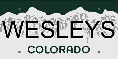 WESLEYS Colorado License Plate