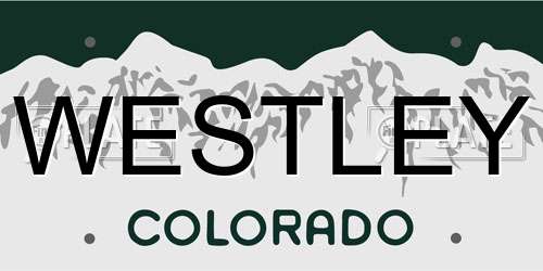 WESTLEY Colorado License Plate