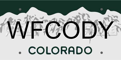 WFCODY Colorado License Plate