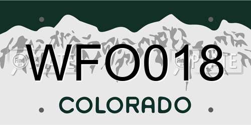 WFO018 Colorado License Plate