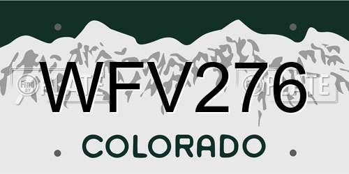 WFV276 Colorado License Plate