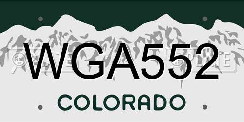 WGA552 Colorado License Plate