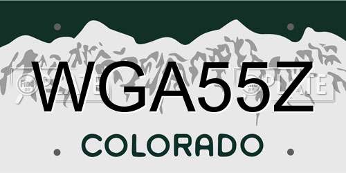 WGA55Z Colorado License Plate