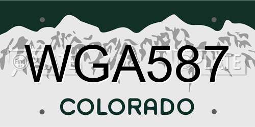 WGA587 Colorado License Plate