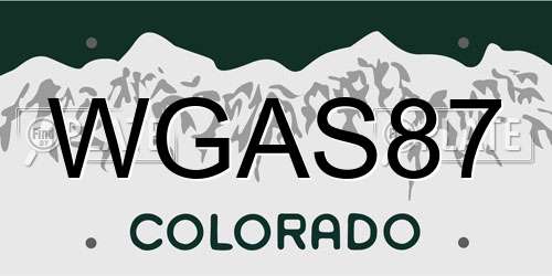 WGAS87 Colorado License Plate