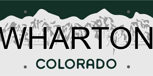 WHARTON Colorado License Plate