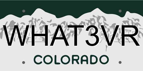 WHAT3VR Colorado License Plate