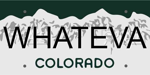 WHATEVA Colorado License Plate