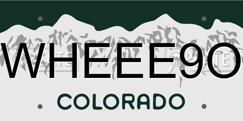 WHEEE9O Colorado License Plate