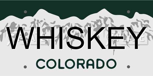 WHISKEY Colorado License Plate