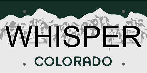WHISPER Colorado License Plate