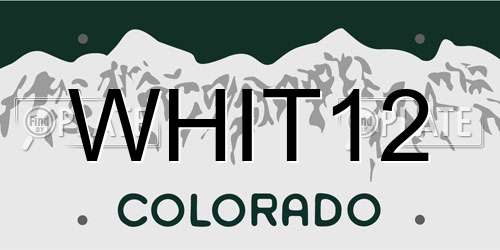 WHIT12 Colorado License Plate