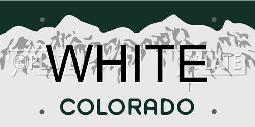 WHITE Colorado License Plate