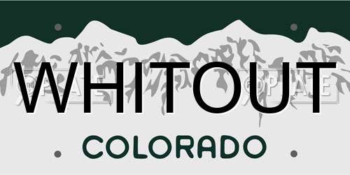 WHITOUT Colorado License Plate