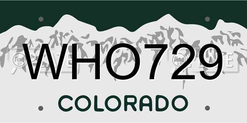 WHO729 Colorado License Plate