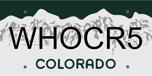 WHOCR5 Colorado License Plate