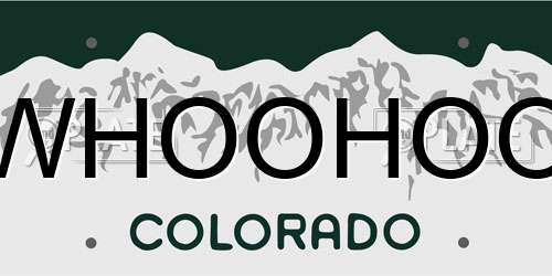 WHOOHOO Colorado License Plate