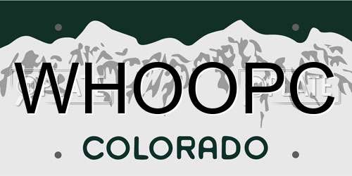 WHOOPC Colorado License Plate