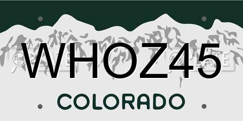 WHOZ45 Colorado License Plate