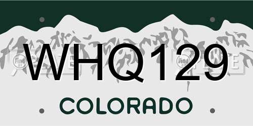 WHQ129 Colorado License Plate
