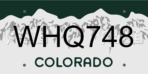 WHQ748 Colorado License Plate