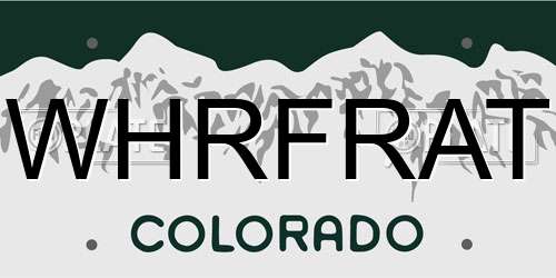 WHRFRAT Colorado License Plate