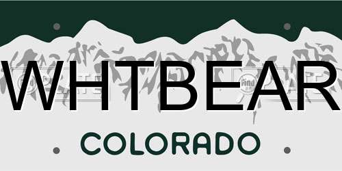 WHTBEAR Colorado License Plate