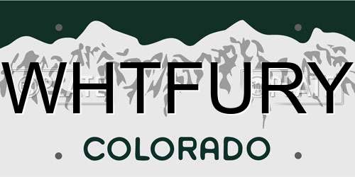 WHTFURY Colorado License Plate