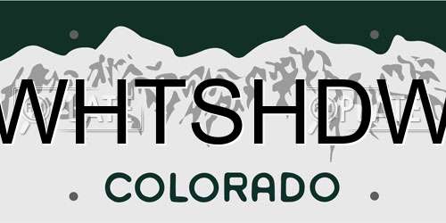 WHTSHDW Colorado License Plate